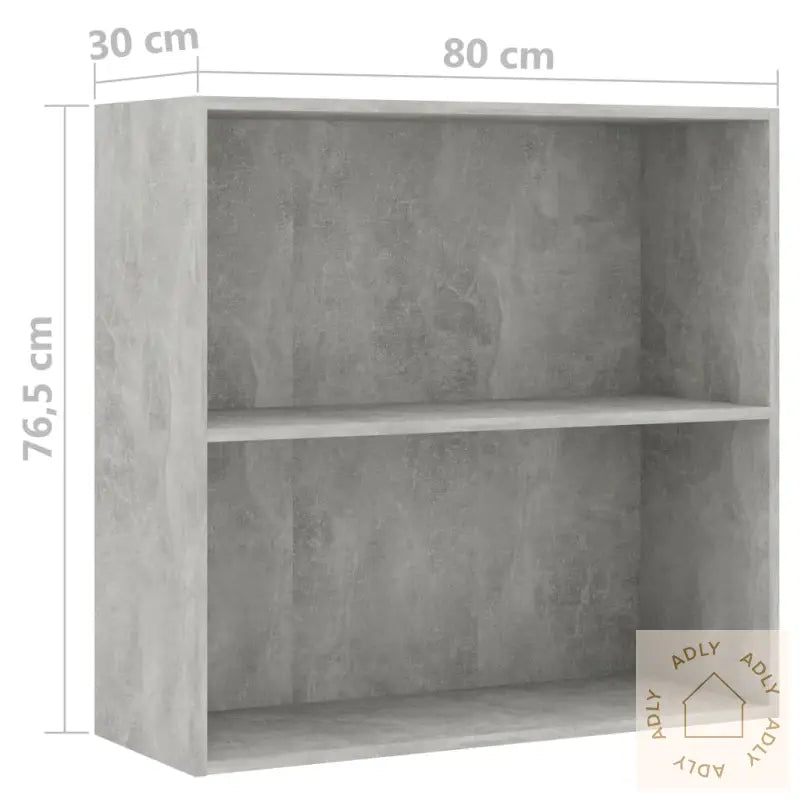 Bokhylle 2 Nivåer Betonggrå 80X30X76,5 Cm Konstruert Tre