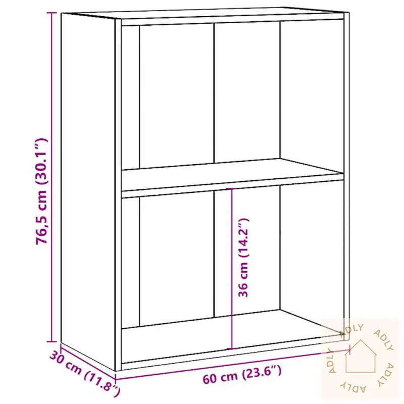 Bokhylle 2 Nivåer Betonggrå 60X30X76,5 Cm Konstruert Tre