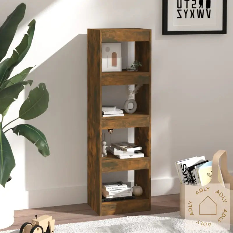 Bokhylle/Romdeler Røkt Eik 40X30X135 Cm