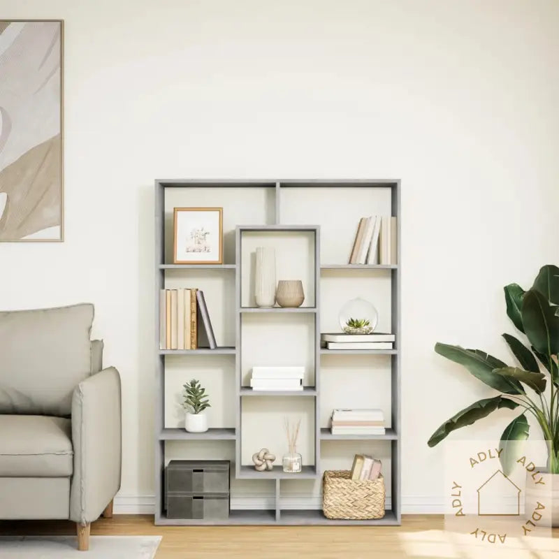 Bokhylle Betonggrå 102X29X143 Cm Konstruert Tre