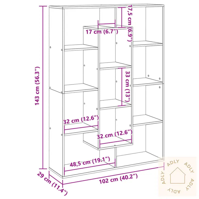 Bokhylle Betonggrå 102X29X143 Cm Konstruert Tre