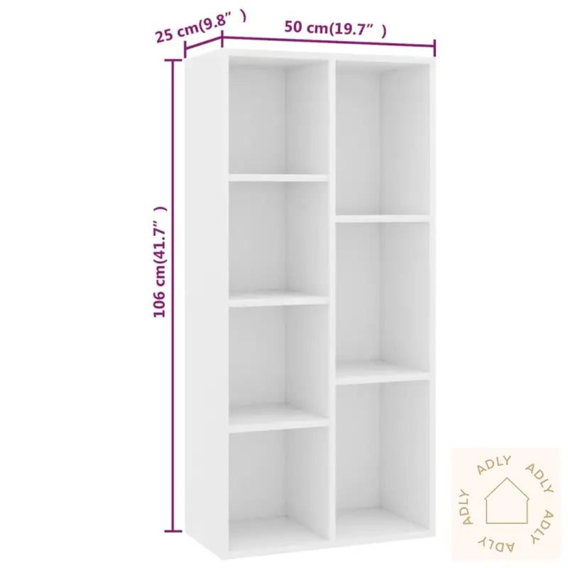 Bokhylle Hvit 50X25X106 Cm Konstruert Tre