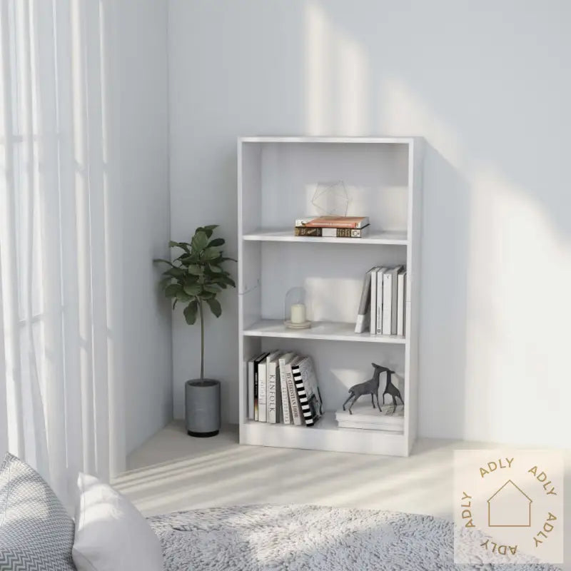 Bokhylle 3 Nivåer Hvit 60X24X109 Cm Konstruert Tre