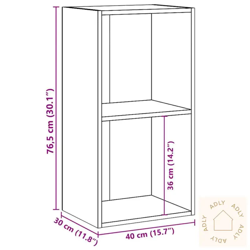Bokhylle 2 Nivåer Betonggrå 40X30X76,5 Cm Konstruert Tre
