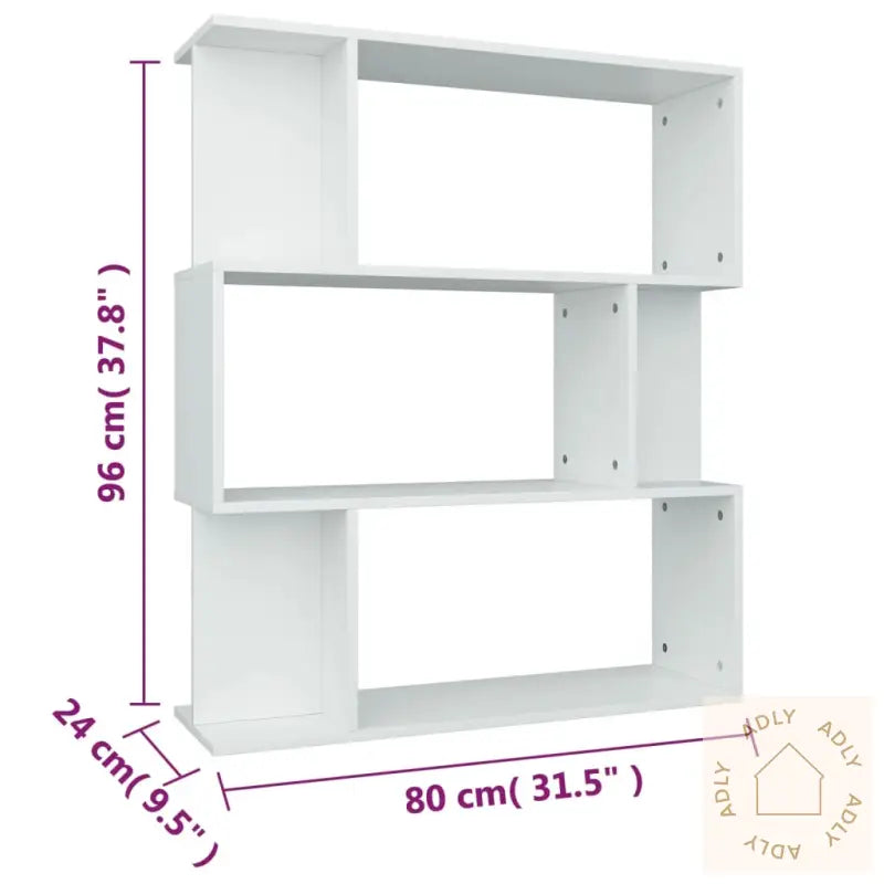 Bokhylle/Romdeler Hvit 80X24X96 Cm Konstruert Tre