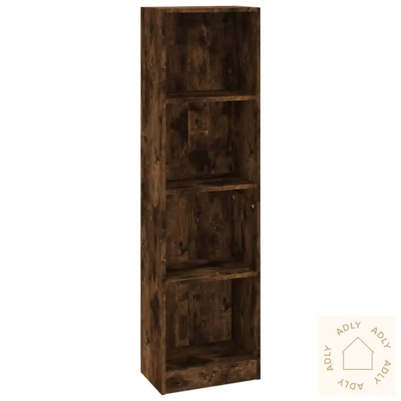 Bokhylle 4 Etasjer Røkt Eik 40X24X143 Cm Konstruert Tre