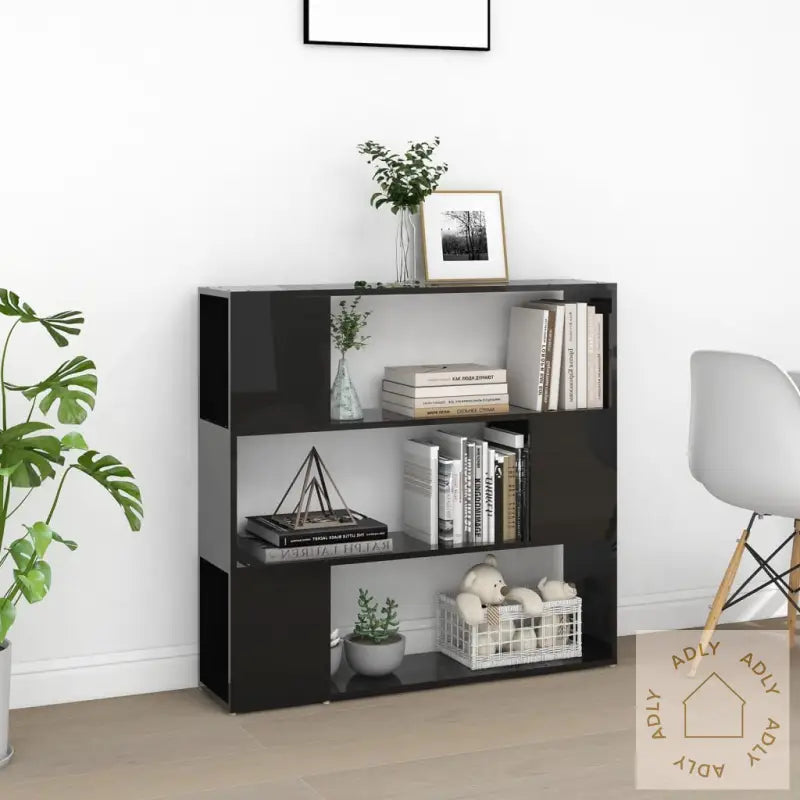 Bokhylle/Romdeler Høyglans Svart 100X24X94 Cm Sponplate