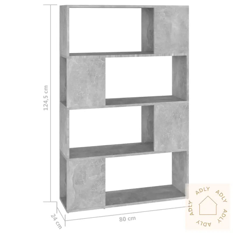 Bokhylle/Romdeler Betonggrå 80X24X124,5 Cm Konstruert Tre