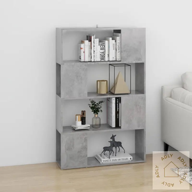 Bokhylle/Romdeler Betonggrå 80X24X124,5 Cm Konstruert Tre