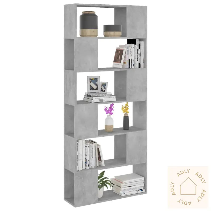 Bokhylle/Romdeler Betonggrå 80X24X186 Cm Konstruert Tre