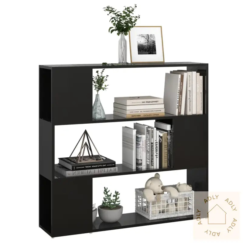 Bokhylle/Romdeler Høyglans Svart 100X24X94 Cm Sponplate