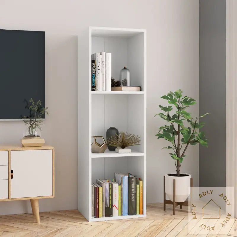 Bokhylle/Tv-Benk Hvit 36X30X114 Cm Konstruert Tre