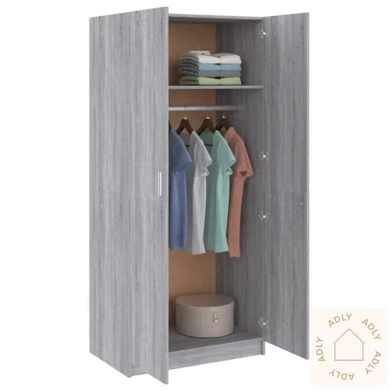 Garderobe Grå Sonoma 80X52X180 Cm Konstruert Tre