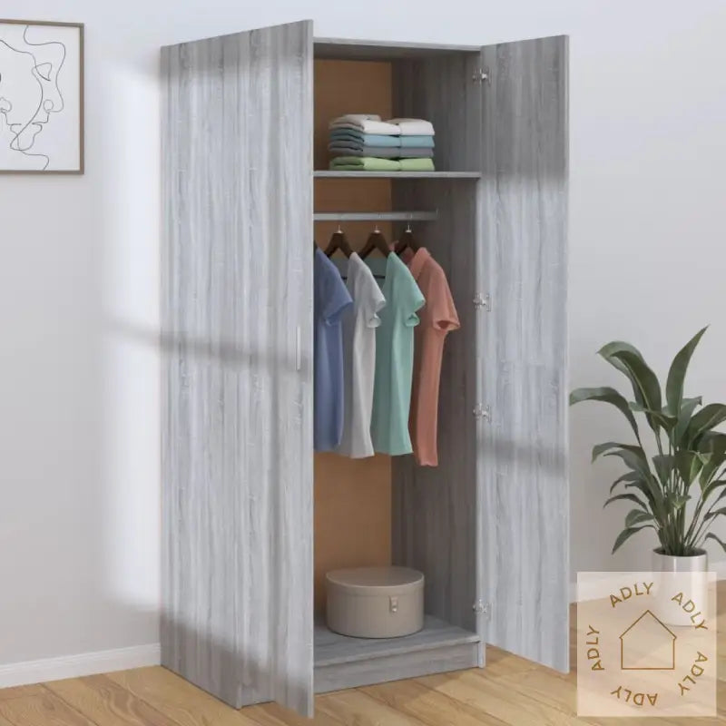 Garderobe Grå Sonoma 80X52X180 Cm Konstruert Tre