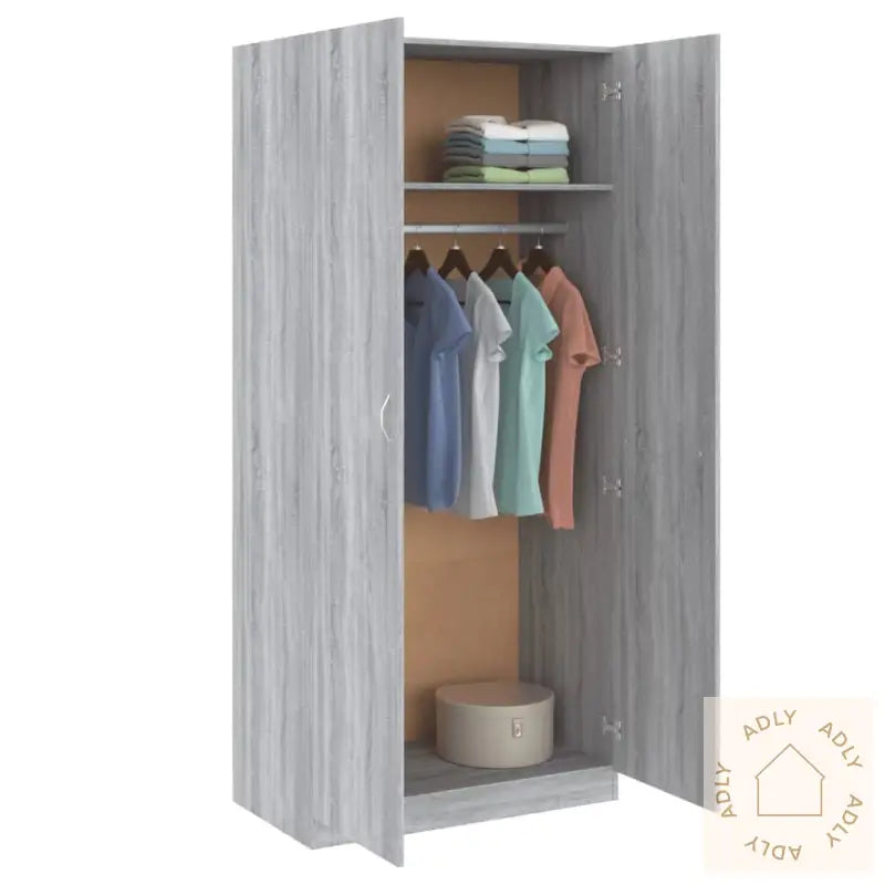 Garderobe Grå Sonoma 90X52X200 Cm Konstruert Tre