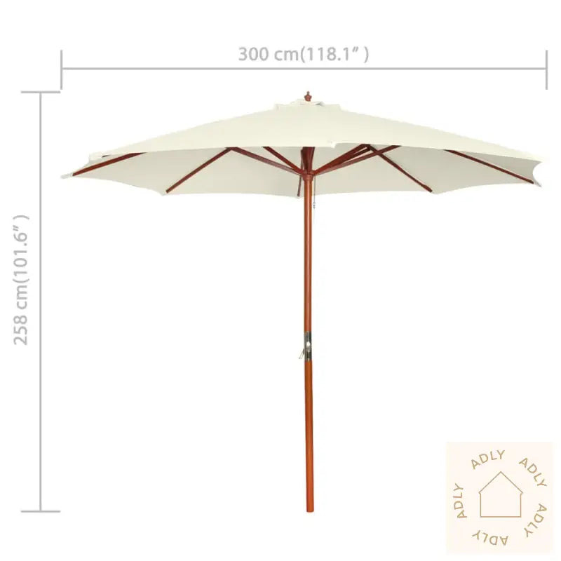 Parasoll 300X258 Cm Sandhvit