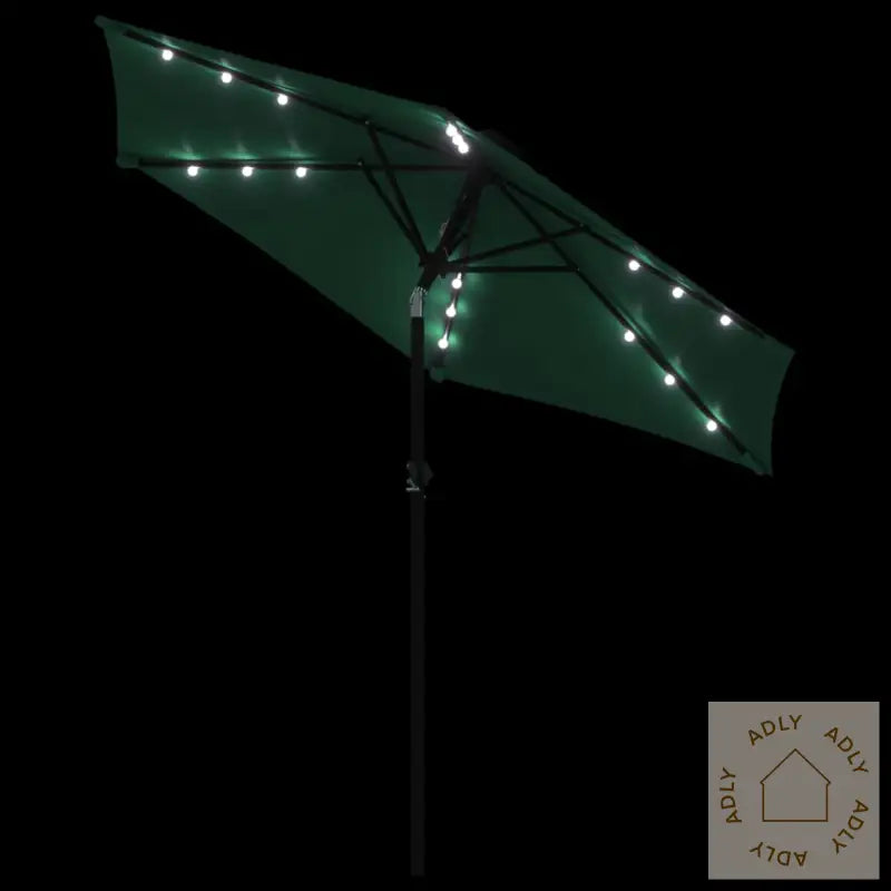 Hageparasoll Med Led Og Stålstang Grønn 225X225X212 Cm