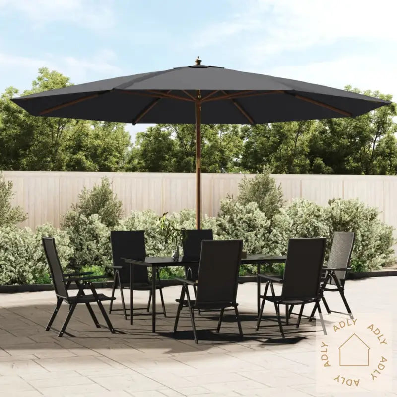 Hageparasoll Med Trestang Svart 400X273 Cm