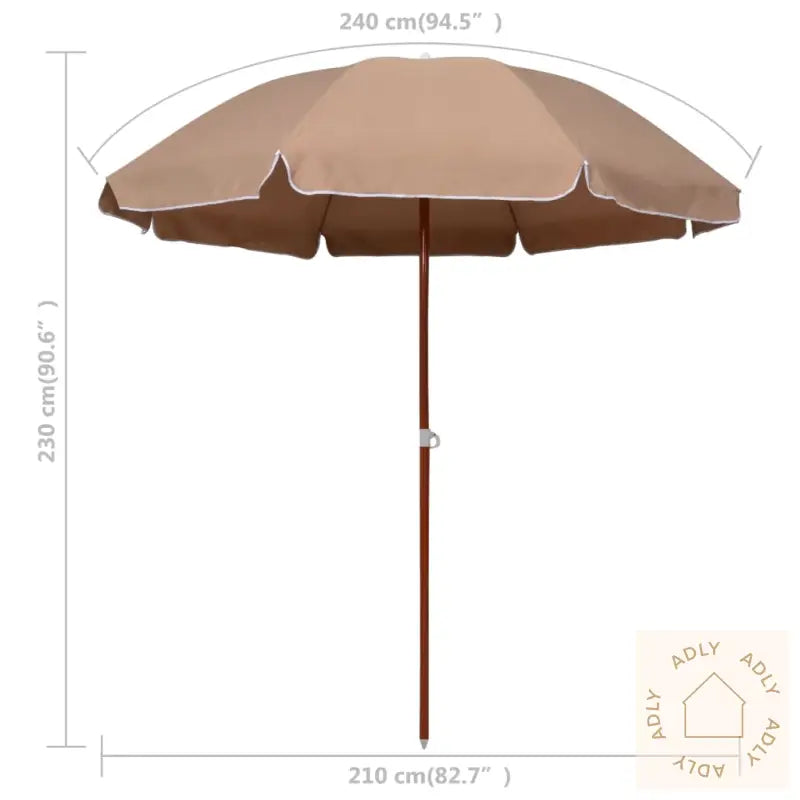Hageparasoll Med Stålstang 240 Cm Gråbrun