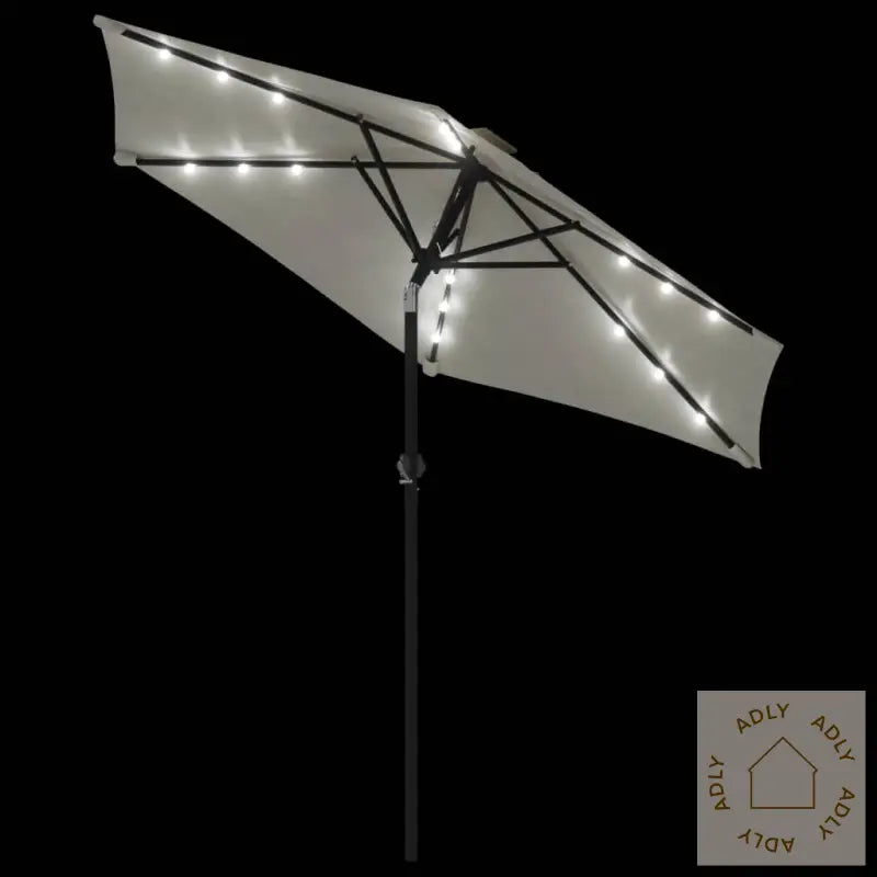 Hageparasoll Med Led Og Stålstang Hvit 225X225X212 Cm