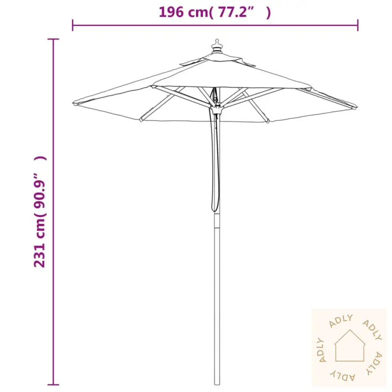 Hageparasoll Med Trestang Asurblå 196X231 Cm