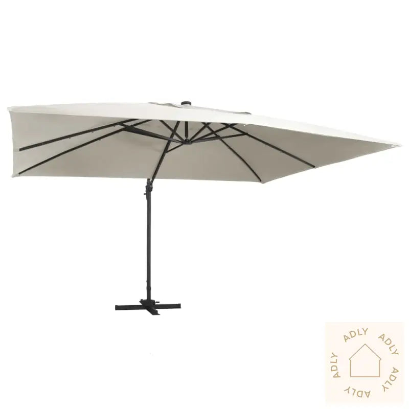 Hengende Hageparasoll Med Led Og Aluminiumsstang 400X300Cm Sand
