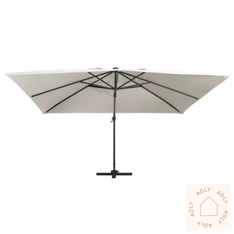 Hengende Hageparasoll Med Led Og Aluminiumsstang 400X300Cm Sand