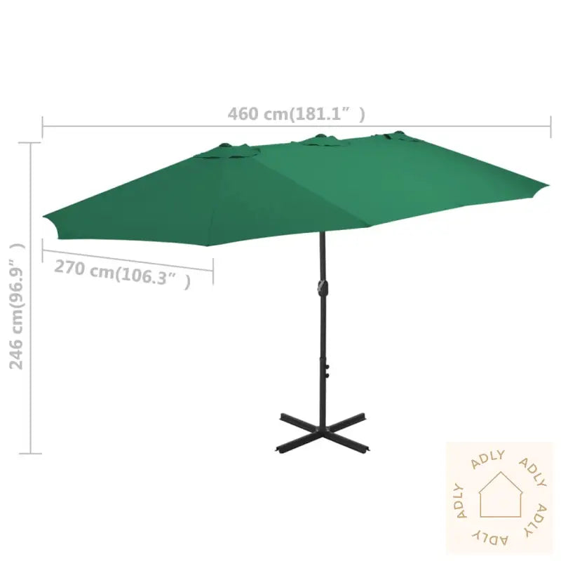 Parasoll Med Aluminiumsstang 460X270 Cm Grønn