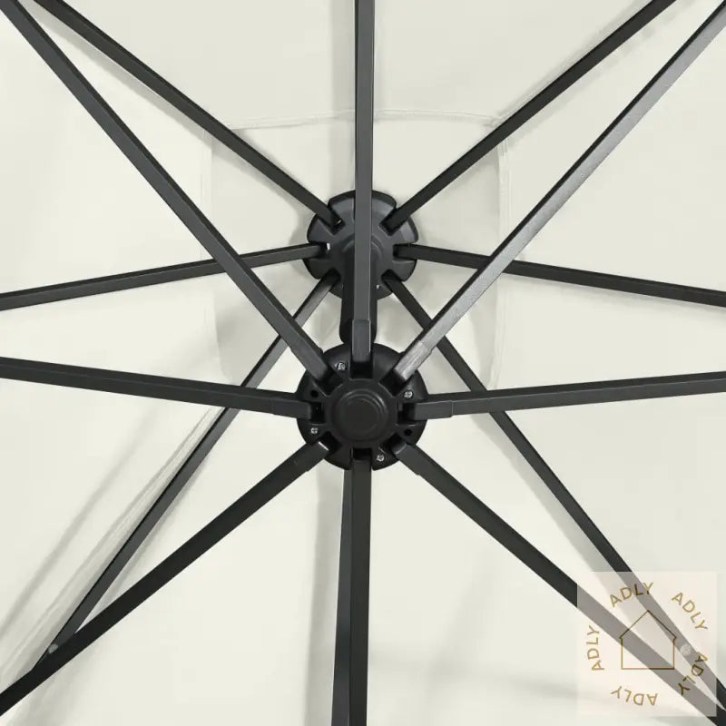 Hengende Hageparasoll Med Stang Og Led-Lys Sand 250 Cm