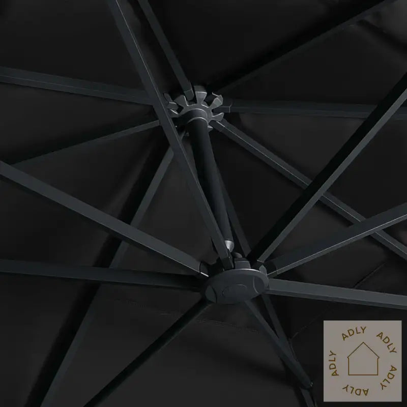 Hengeparasoll Med Led-Lys Og Aluminiumsstang 400X300 Cm Svart