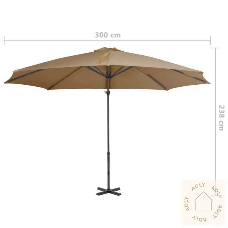 Hengende Hageparasoll Med Aluminiumsstang Gråbrun 300 Cm