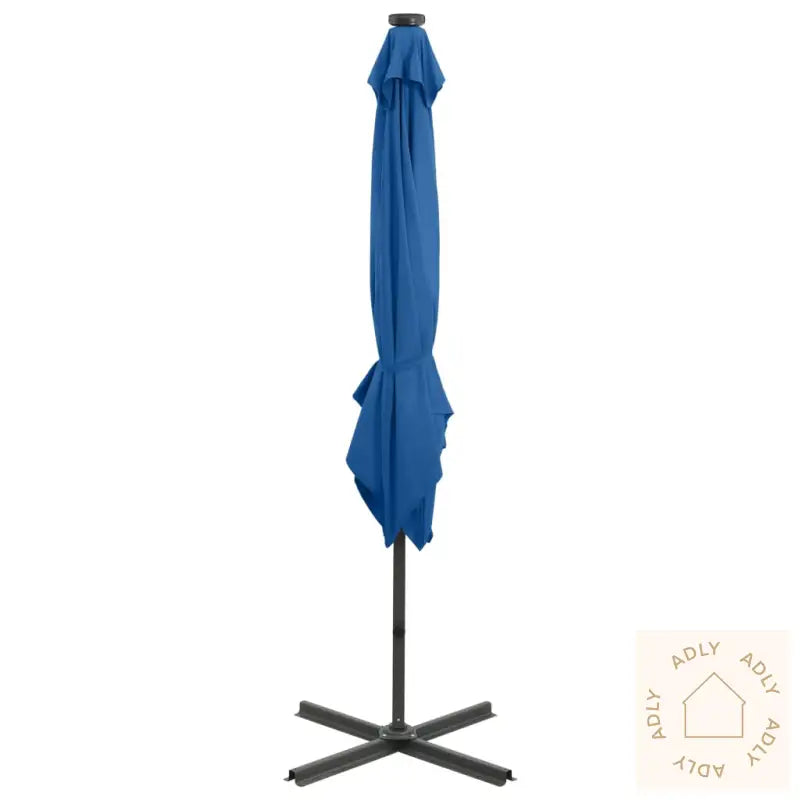 Hengende Hageparasoll Med Stang Og Led-Lys Asurblå 250 Cm