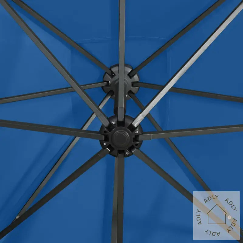 Hengende Hageparasoll Med Stang Og Led-Lys Asurblå 250 Cm