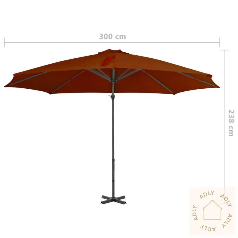 Hengende Hageparasoll Med Aluminiumsstang Terrakotta 300 Cm