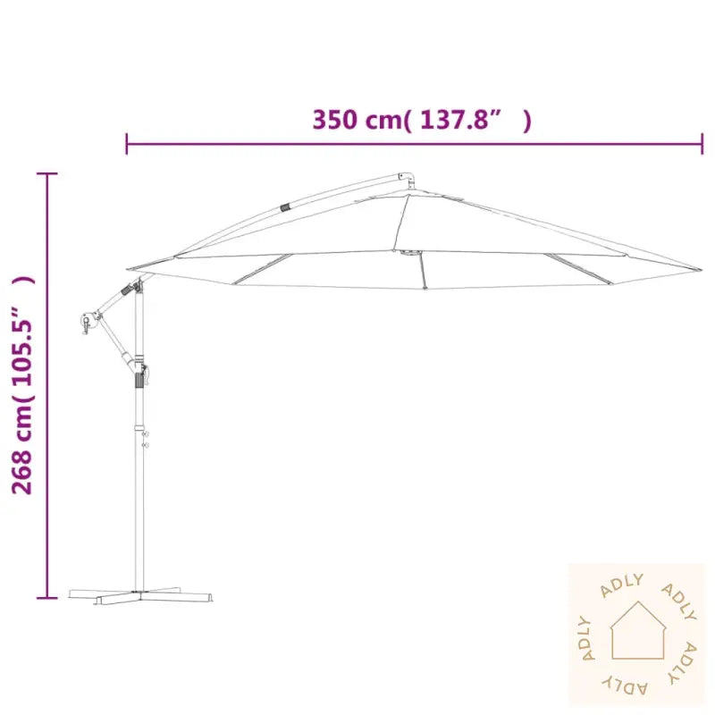 Hengende Hageparasoll Med Aluminiumsstang 350 Cm Vinrød