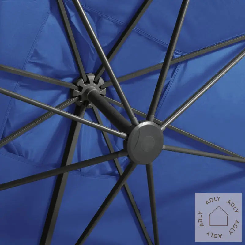 Hengende Hageparasoll Med Stang Og Led-Lys Asurblå 300 Cm