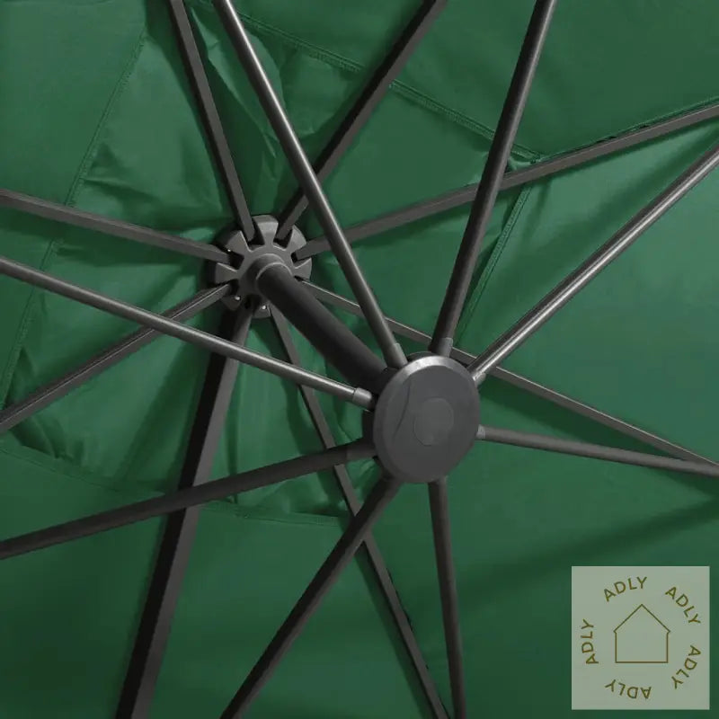Hengende Hageparasoll Med Stang Og Led-Lys Grønn 300 Cm