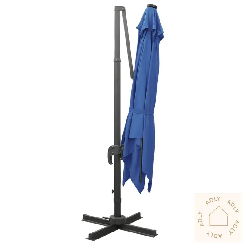 Hengende Hageparasoll Med Stang Og Led-Lys Asurblå 300 Cm