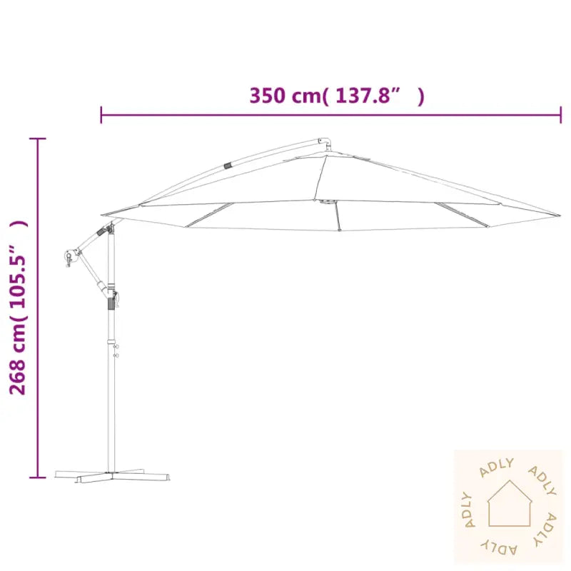 Hengende Hageparasoll Med Aluminiumsstang 350 Cm Terrakotta