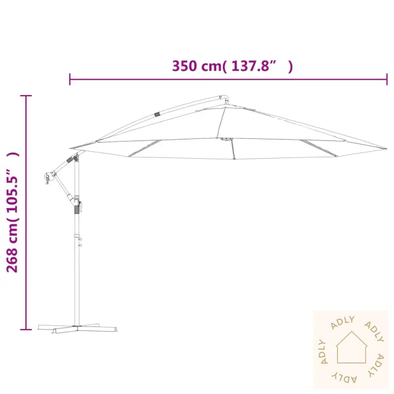 Hengende Hageparasoll Med Aluminiumsstang 350 Cm Gråbrun