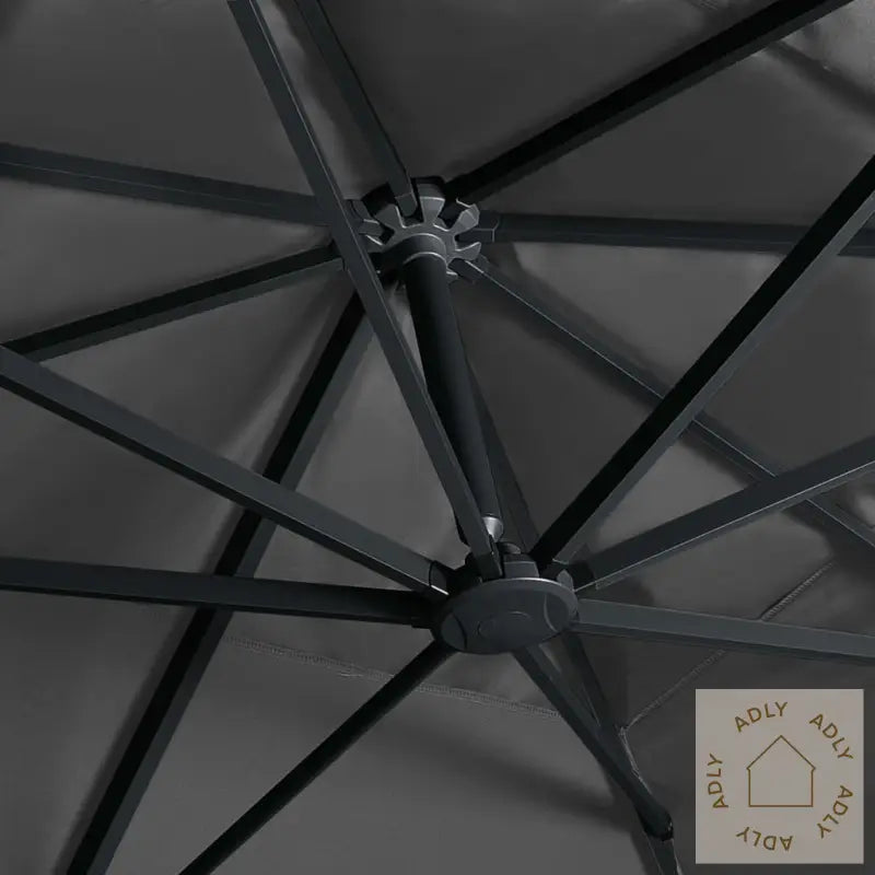 Hengende Hageparasoll Led Aluminiumsstang 400X300 Cm Antrasitt