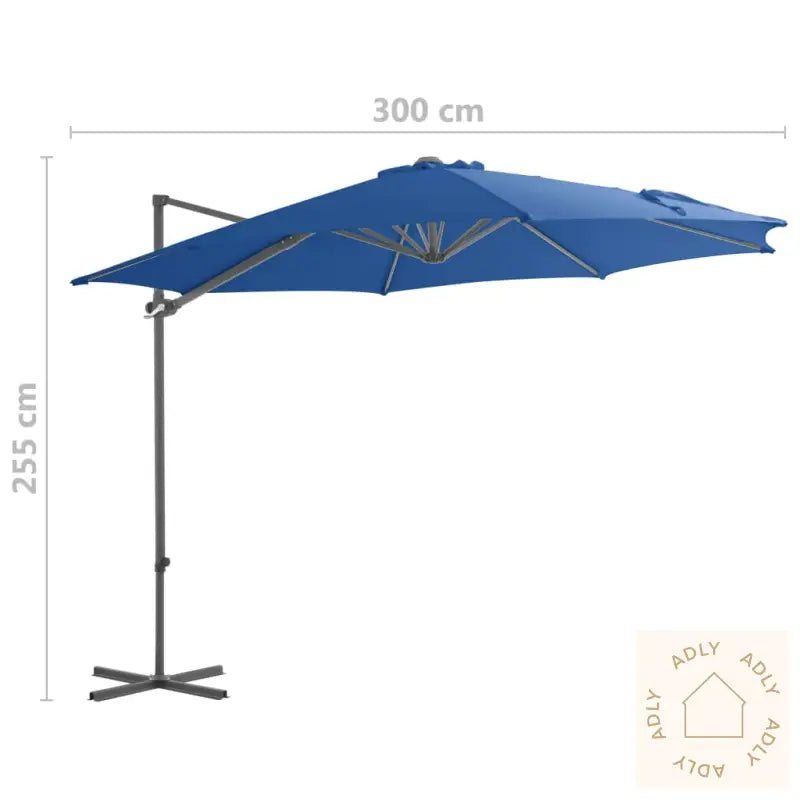 Hengende Hageparasoll Med Stålstang Asurblå 300 Cm