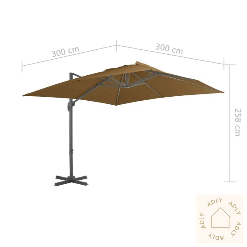 Hengende Hageparasoll Med Aluminiumsstang 300X300 Cm Gråbrun