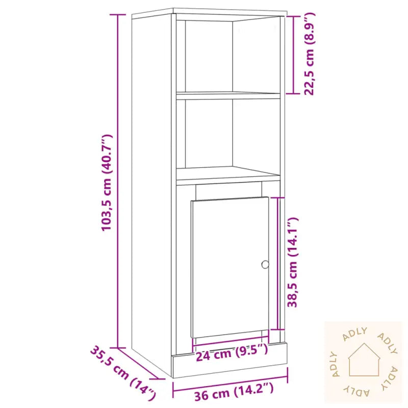 Highboard Artisan Eik 36X35,5X103,5 Cm Konstruert Tre