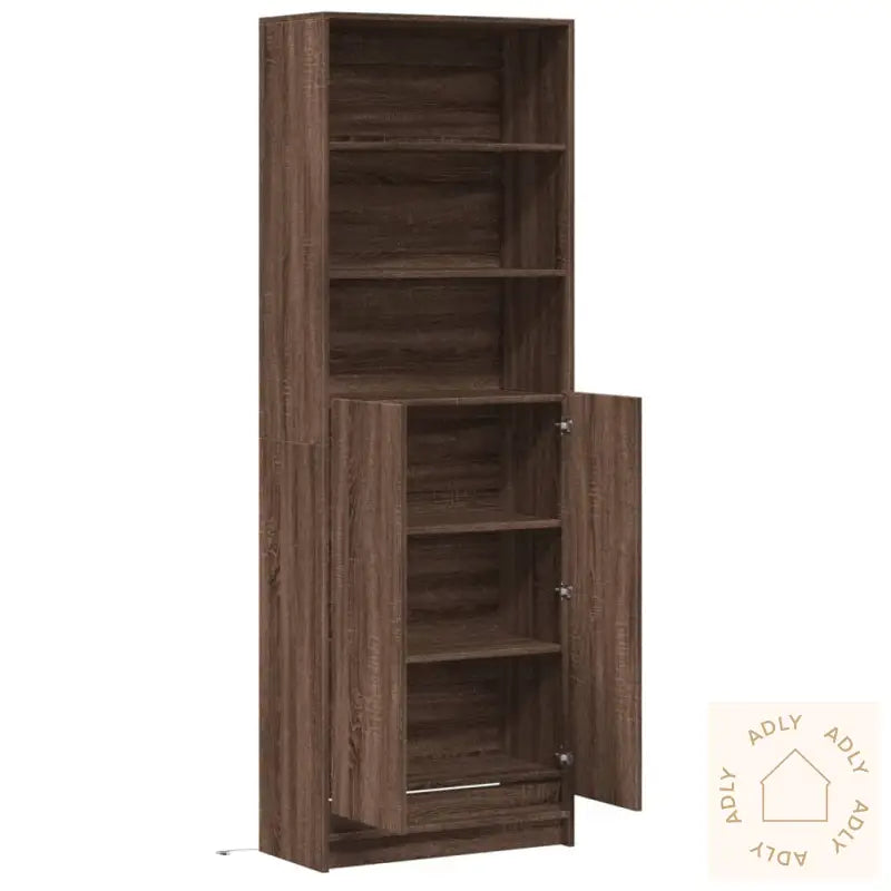 Garderobe Med Led Brun Eik 69X32,5X200 Cm Konstruert Tre