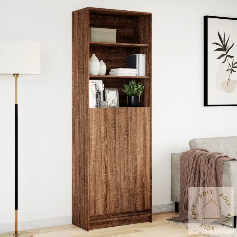 Garderobe Med Led Brun Eik 69X32,5X200 Cm Konstruert Tre