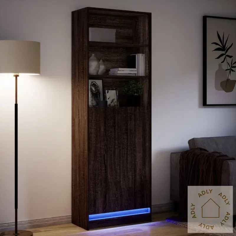 Garderobe Med Led Brun Eik 69X32,5X200 Cm Konstruert Tre