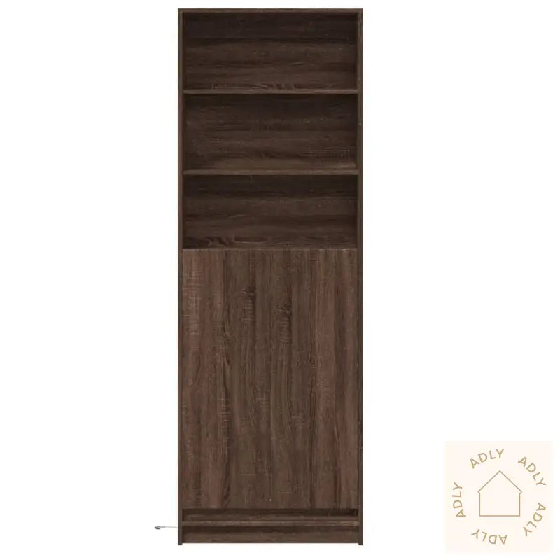Garderobe Med Led Brun Eik 69X32,5X200 Cm Konstruert Tre