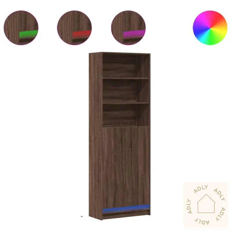 Garderobe Med Led Brun Eik 69X32,5X200 Cm Konstruert Tre