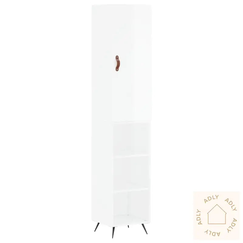 Highboard Høyglans Hvit 34,5X34X180 Cm Konstruert Tre